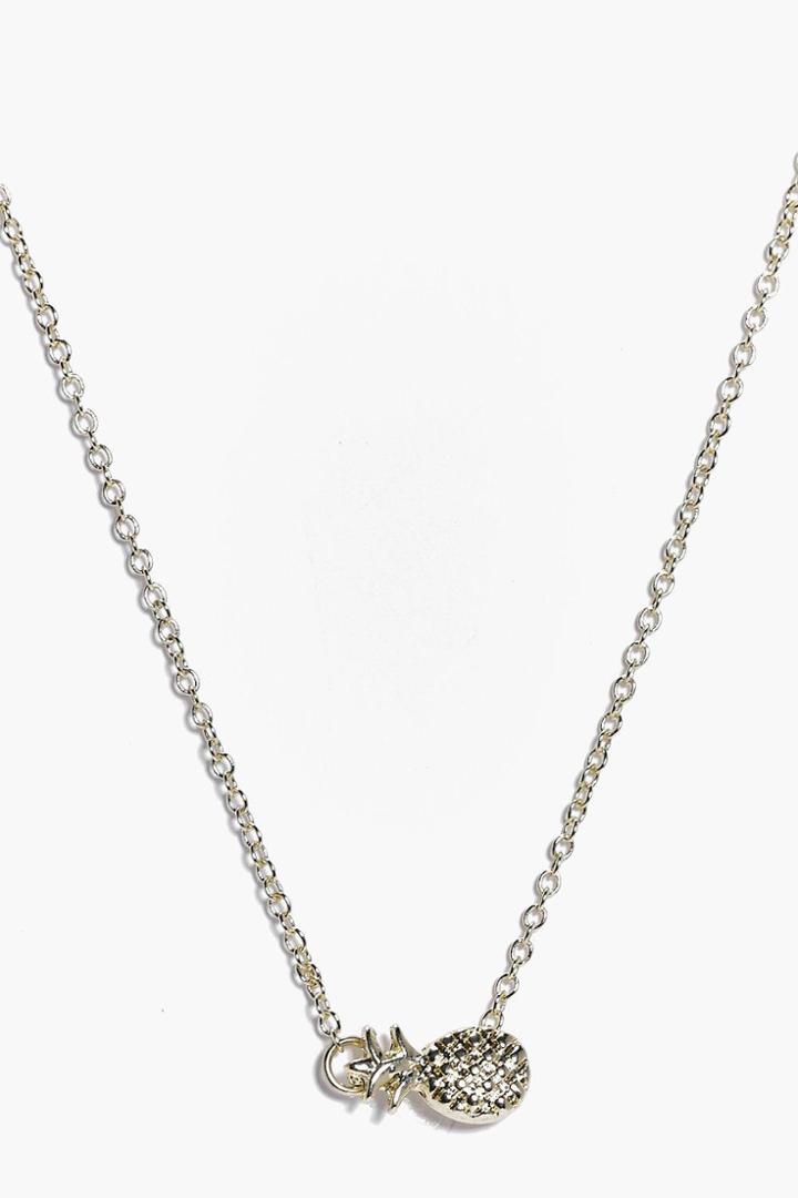 Boohoo Elsa Pineapple Charm Necklace Gold