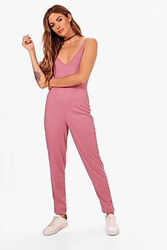 Boohoo Phoebe Scoop Back Rib Knit Lounge Jumpsuit