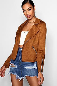 Boohoo Tia Waterfall Suedette Jacket