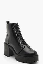 Boohoo Chunky Lace Up Cleated Boots