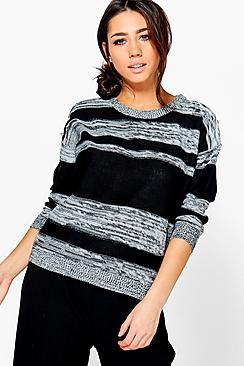 Boohoo Evie Marl Mix Solid Stripe Jumper