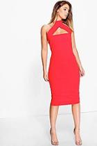 Boohoo Tabitha High Neck Cross Strap Midi Dress
