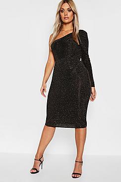 Boohoo Plus Glitter Midi Skirt