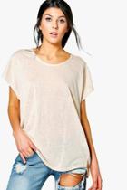 Boohoo Selina Slub Oversized T-shirt Stone
