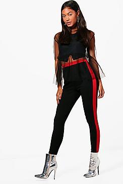 Boohoo Amanda Contrast Waistband Crepe Sports Leggings