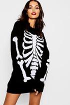 Boohoo Halloween Skeleton Knitted Jumper Dress