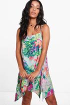 Boohoo Elouise Neon Floral Swing Beach Dress Multi