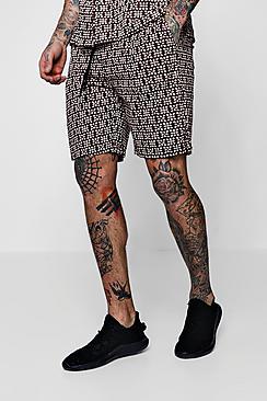 Boohoo Tribal Print Drawstring Waist Shorts Co-ord
