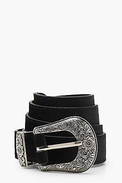 Boohoo Eva Engraved Western Belt