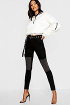 Boohoo High Rise Patch Detail Jeans