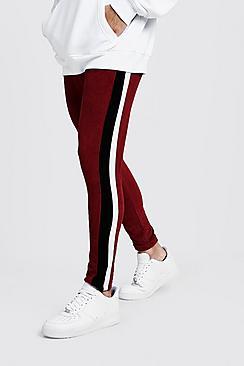 Boohoo Velour Side Tape Panel Skinny Jogger