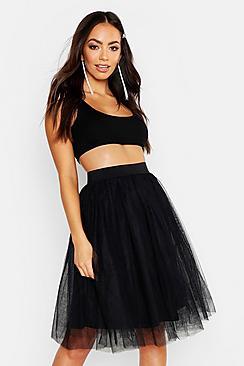 Boohoo Full Tulle Mesh Midi Skirt