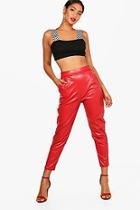 Boohoo Pu Pocket Slim Leg Trouser
