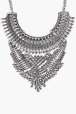 Boohoo Neve Chain & Diamante Statement Necklace