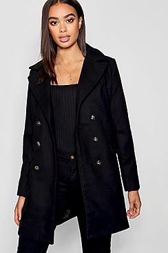 Boohoo Military Button Wool Look Coat