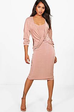 Boohoo Knitted Slinky Knot Jumper & Dress