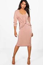 Boohoo Knitted Slinky Knot Jumper & Dress