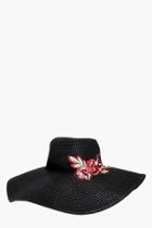 Boohoo Macey Embroidered Floppy Hat Black