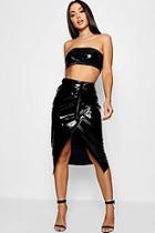 Boohoo Paige Vinyl Wrap & Belted Midaxi Skirt