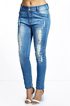 Boohoo Plus Mel High Waisted Stretch Skinny Jeans
