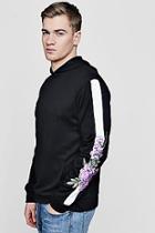 Boohoo Over The Head Hoodie With Panel & Floral Embroidery