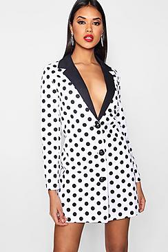 Boohoo Camilla Polka Dot Blazer Dress