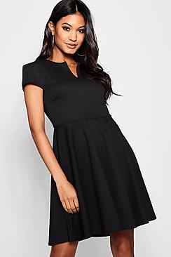 Boohoo Laura V Neck Skater Dress