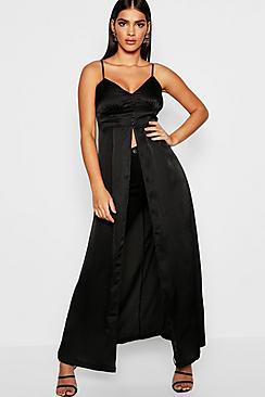 Boohoo Premium Satin Button Detail Maxi Cami