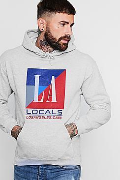 Boohoo La Locals Chest Print Hoodie