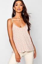 Boohoo V Neck Ribbed Polka Dot Swing Cami