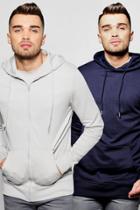 Boohoo 2 Pack Zip Through & Over The Head Hoodies Multi