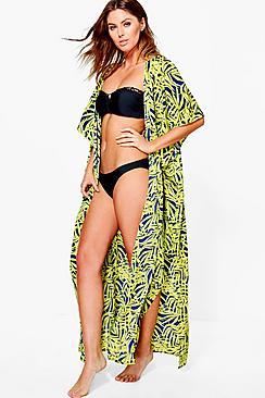 Boohoo Charlotte Leaf Beach Kimono