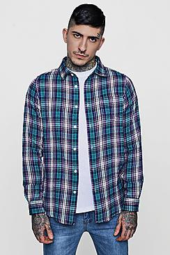 Boohoo Purple Brushed Check Long Sleeve Shirt