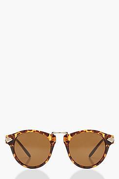 Boohoo Tortoiseshell Contrast Round Sunglasses