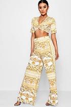 Boohoo Mae Chain Print Crop And Wide Trouser Co-ord