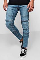 Boohoo Super Skinny Fit Biker Jeans With Zips