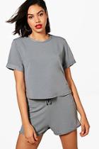 Boohoo Leah T-shirt & Short Loopback Set
