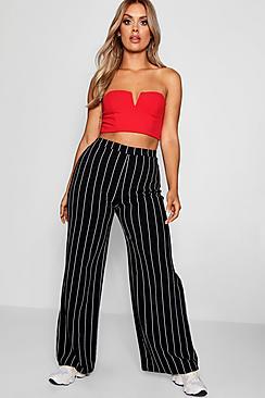 Boohoo Plus Pinstripe Wide Leg Trouser