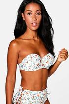 Boohoo Ditsy Floral Lace Up Underwired Bikini Top
