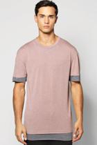Boohoo Oversized Marl T Shirt With Faux Hem Pink