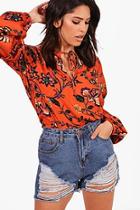 Boohoo Summer Floral Woven Blouse