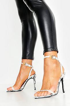 Boohoo Snake Print Embellished Heels