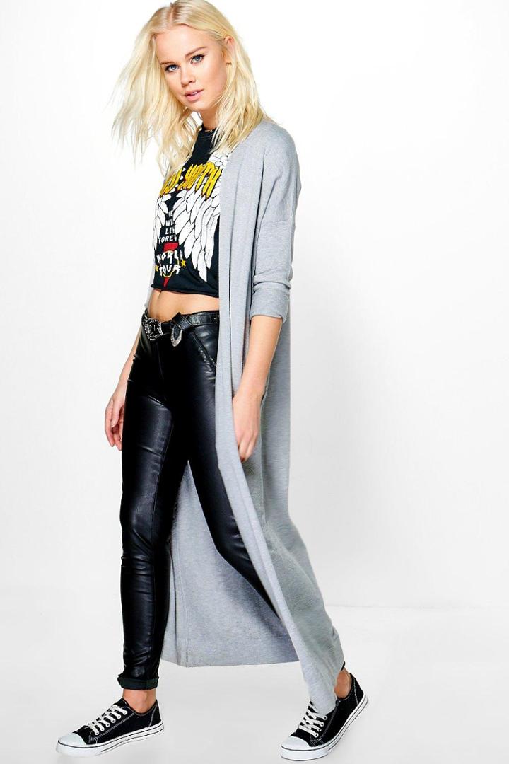 Boohoo Zoe Longline Cardigan Grey