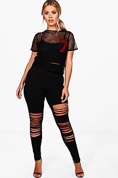 Boohoo Plus Nicola Extreme Ripped Legging