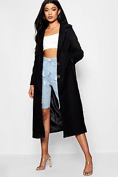 Boohoo Olivia Collared Wool Look Coat With Lining