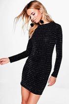 Boohoo Aiyana Metallic Long Sleeved Bodycon Dress