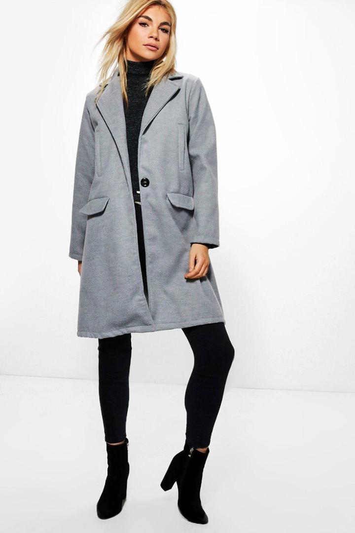 Boohoo Alexandra Boyfriend Coat Grey