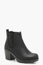 Boohoo Wide Fit Chunky Cleated Heel Chelsea Boots