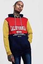 Boohoo Colour Block California Logo Hoodie