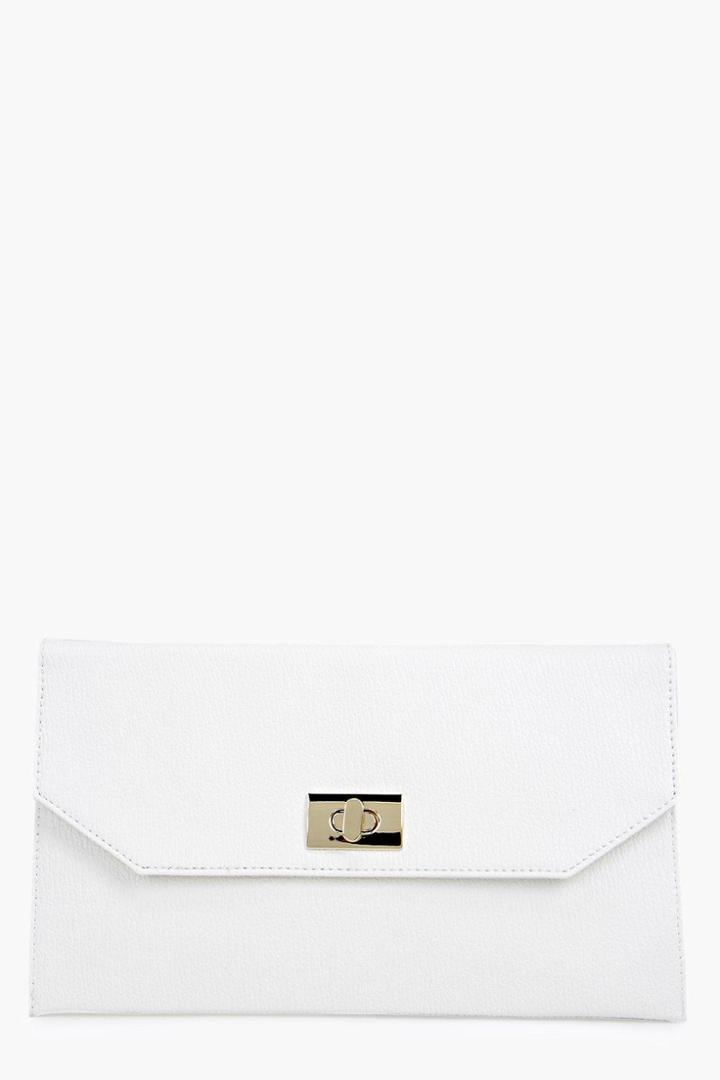 Boohoo Eliza Twist Lock Clutch Bag White